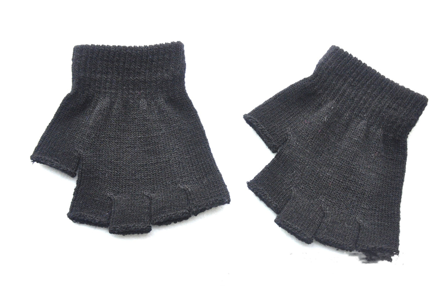 Children's Solid Color Needle Warm Half-finger Gloves