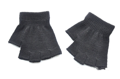 Children's Solid Color Needle Warm Half-finger Gloves