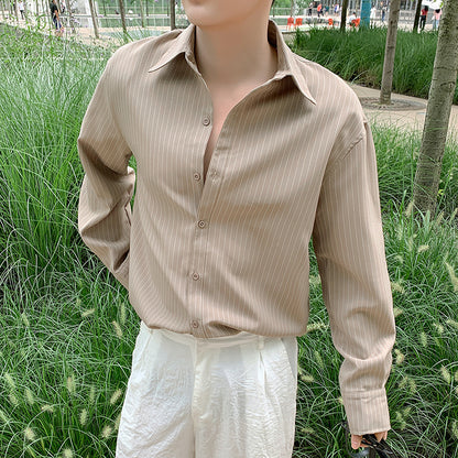 Striped Shirt Men's Long-sleeved Korean