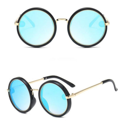 Fashion Children's Sunglasses Round Frame Metal Colorful Sun Visor Mirror