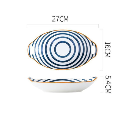 Creative Household Binaural Oval Ceramic Plate