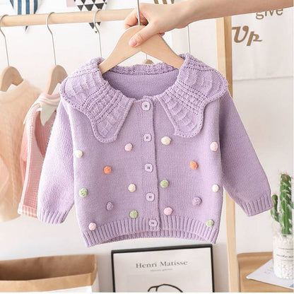 Girls' Knitted Cardigan Fashionable Baby Bottoming Long Sleeve