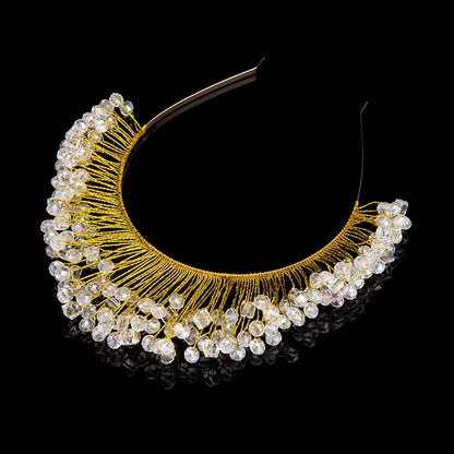 Handmade Crystal Beaded Plate Hair Accessories Wedding Headdress Bridal Headband