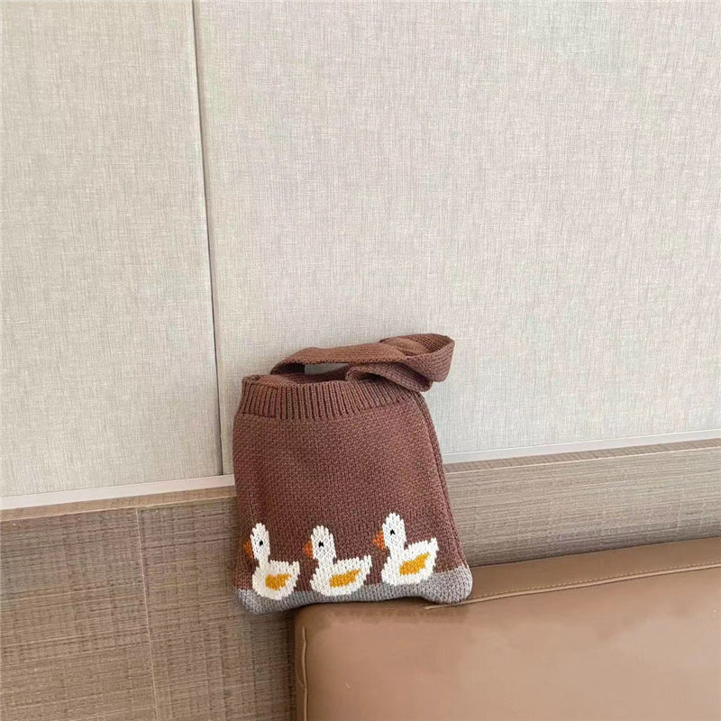 Children's Knitted Shoulder Bag Cartoon Bag