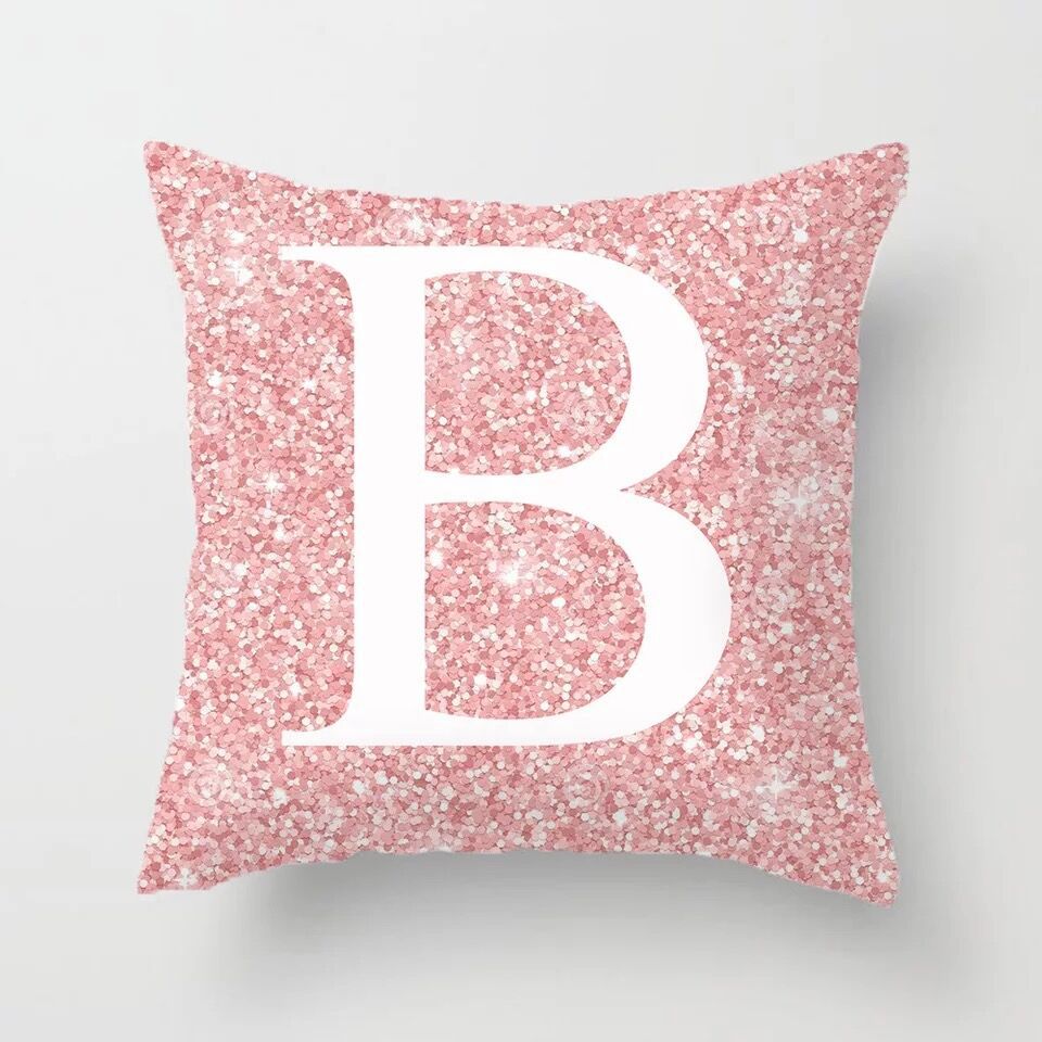 Metal Letters Peach Skin Fabric Pillow Cover Cushion Cover
