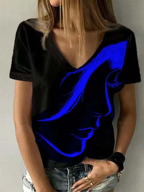 Women's Printed Pullover Short-sleeved Top