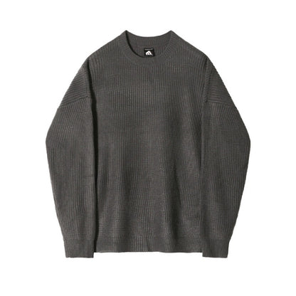 Crew Neck Men's Loose Slouchy Versatile Solid Color Sweater
