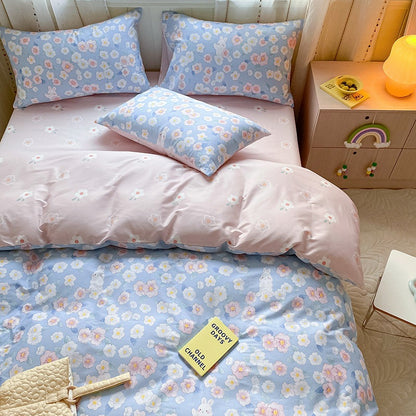 Printed Cartoon Girl  Quilt Cover Cotton Four-piece Bed Sheet