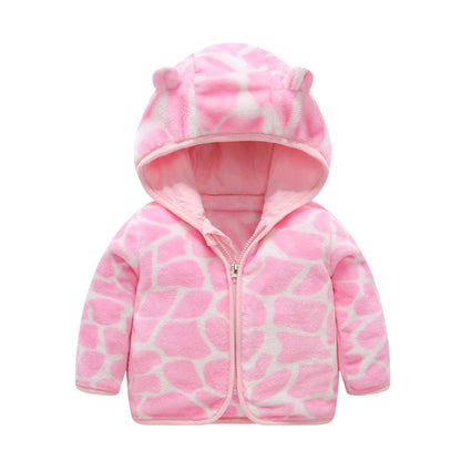 Children's Coral Fleece Jacket Padded Warm Hooded Top