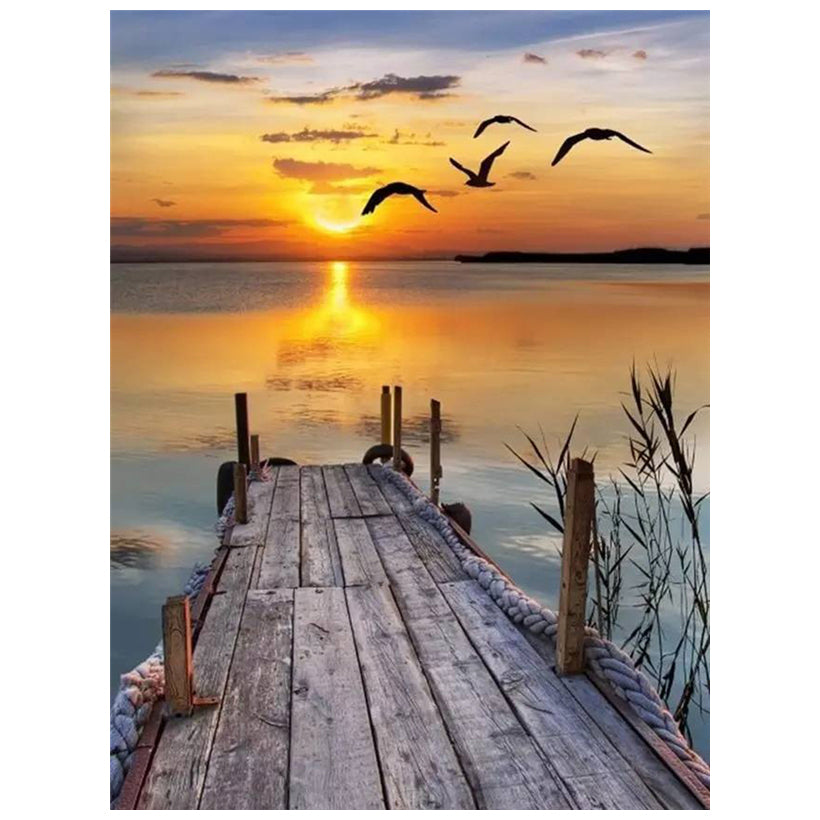 Full Square Diamond 5D DIY Diamond Painting Sunset Lake Embroidery CrossStitch