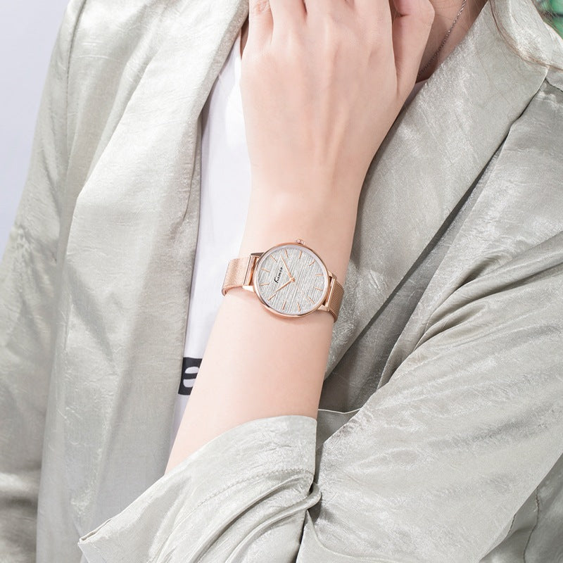 Rainbow Gradient Color Glitter Ladies Watch Mesh Strap Fashion Watch