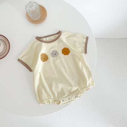 Infant Short Sleeve Romper Cotton Cute Print Round Neck