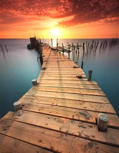 Full Square Diamond 5D DIY Diamond Painting Sunset Lake Embroidery CrossStitch