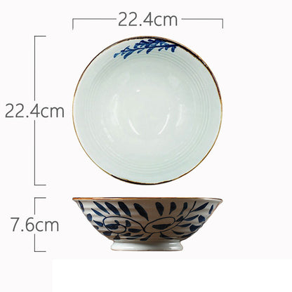 High Temperature Underglaze Color Hand-painted Ceramic Cross Grain Bowl