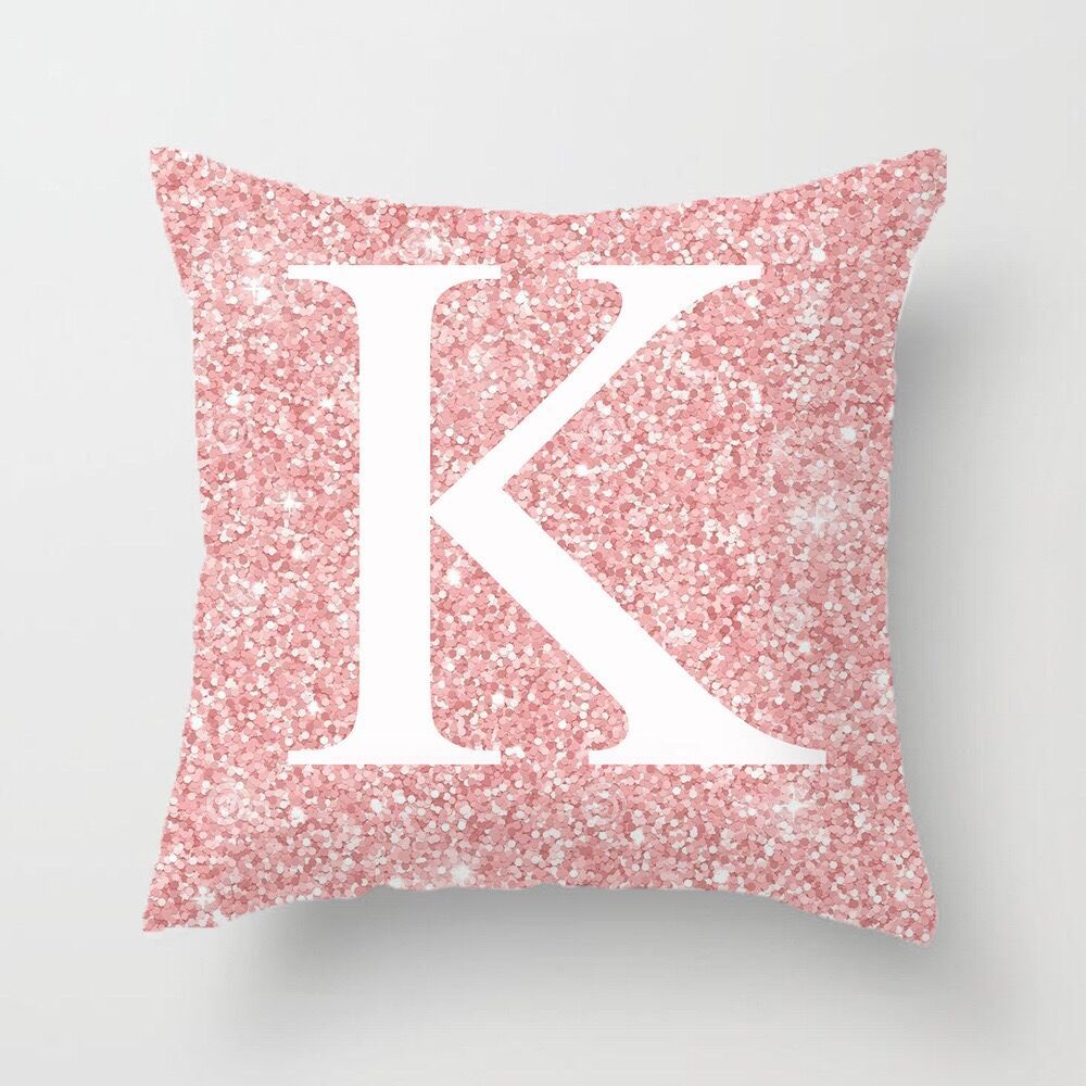 Metal Letters Peach Skin Fabric Pillow Cover Cushion Cover