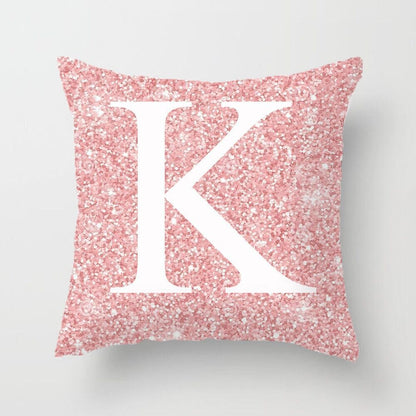 Metal Letters Peach Skin Fabric Pillow Cover Cushion Cover