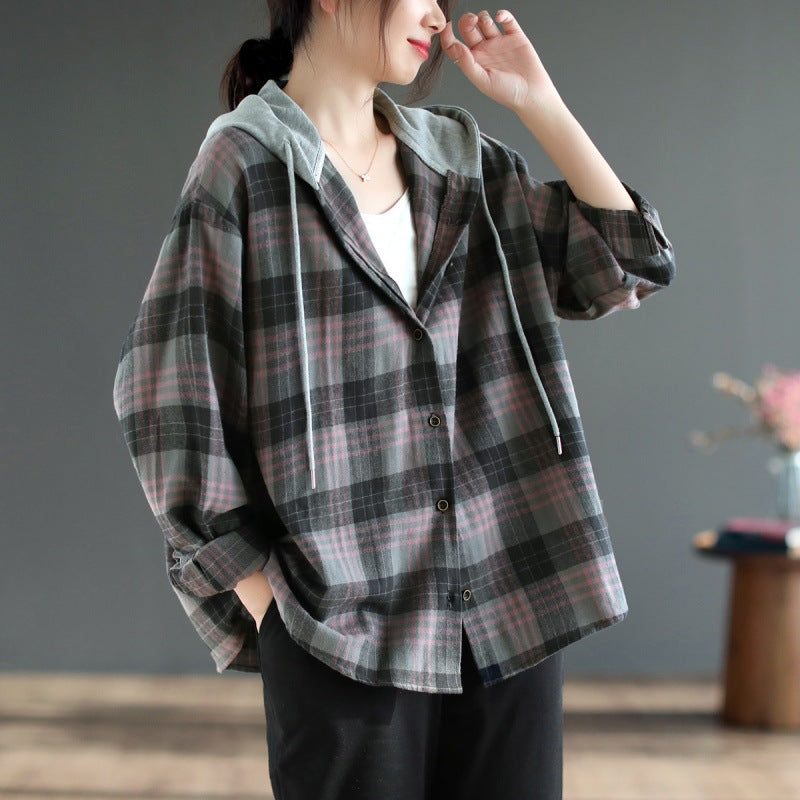 Literary Casual Large Hooded Shirt
