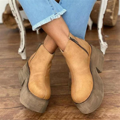 Low Round Toe Platform Women Martin Boots