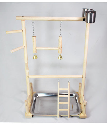 Solid Wood Toy Swing Climbing Ladder Shelf Peony Xuan Double-layer Stainless Steel Food Box