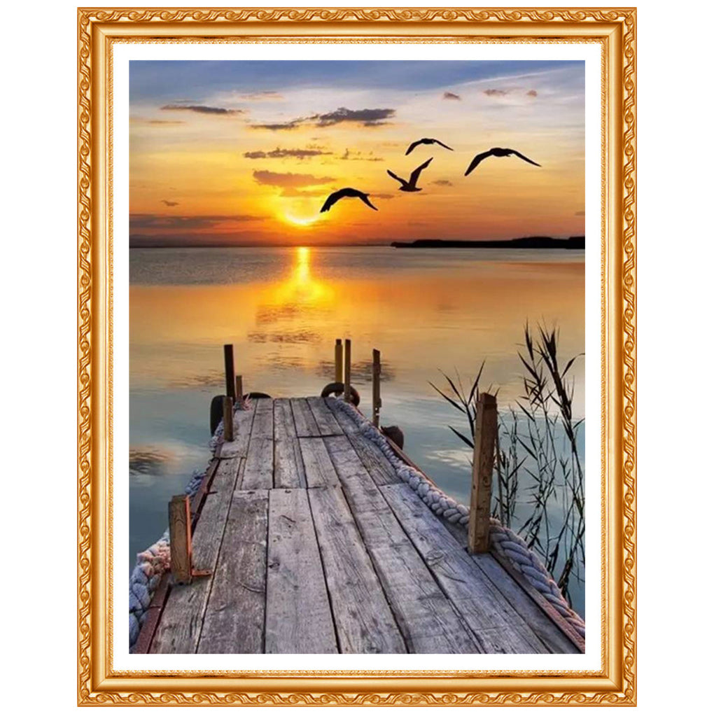 Full Square Diamond 5D DIY Diamond Painting Sunset Lake Embroidery CrossStitch