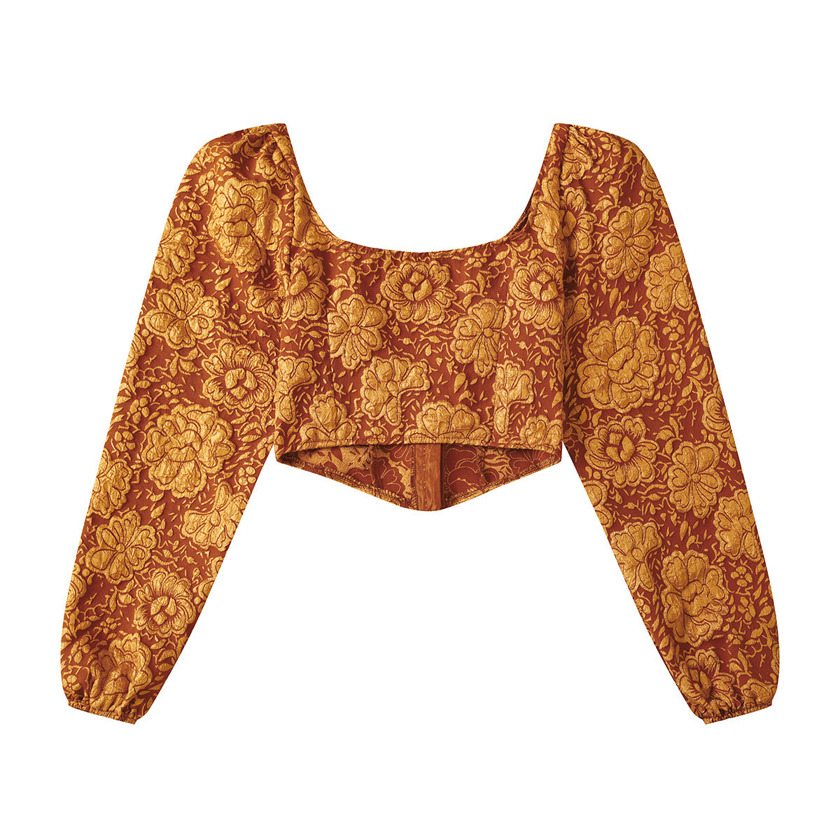 Embroidered Small Tank Top With Long Sleeved Buttons