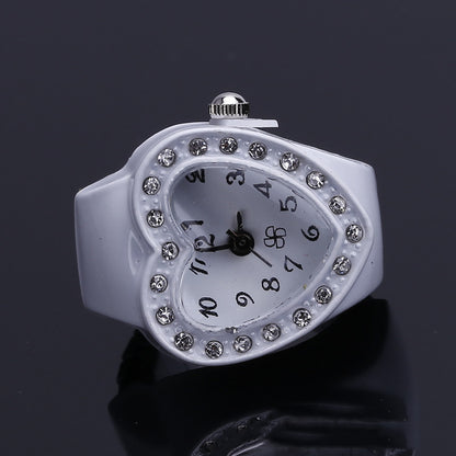 Fashion Creative Simple Elastic Heart-shaped Diamond Ring Watch