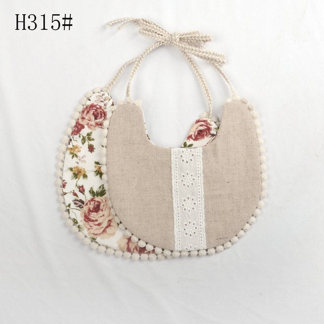 Cotton and linen two-layer saliva towel bib bib