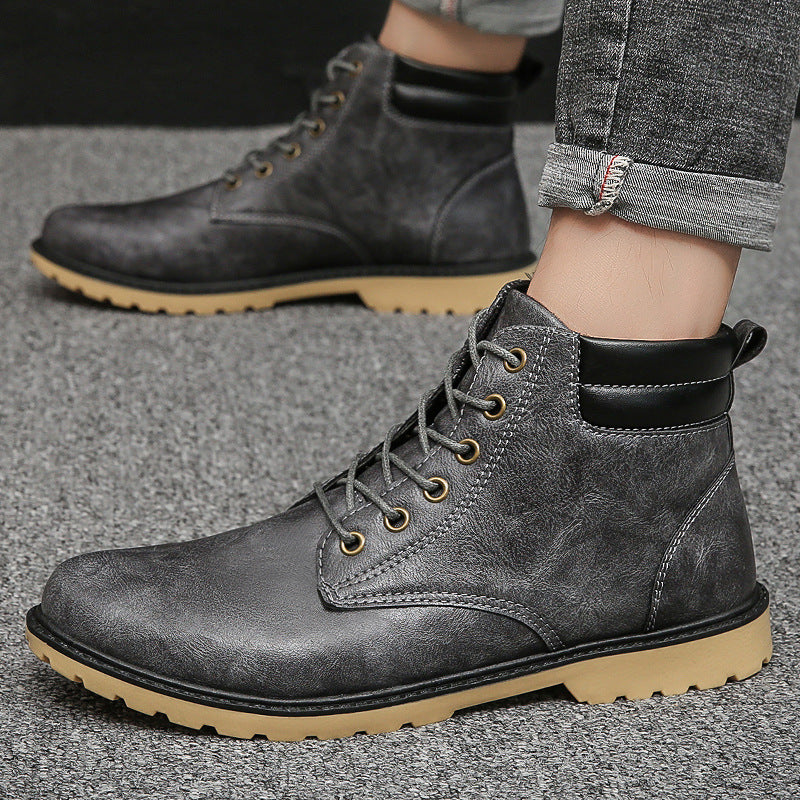 Outdoor High-top Two-cotton Tooling Leather Boots
