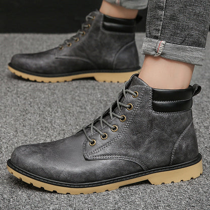 Outdoor High-top Two-cotton Tooling Leather Boots