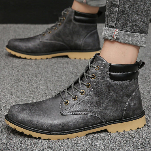 Outdoor High-top Two-cotton Tooling Leather Boots
