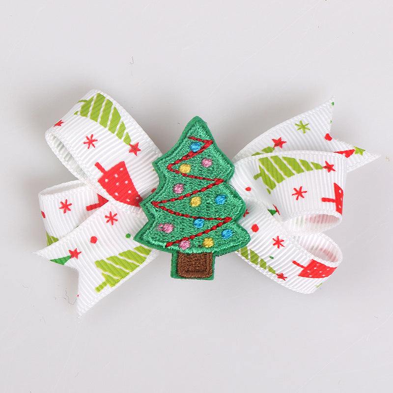 Cute Children's Christmas Tree Bow Hairpin