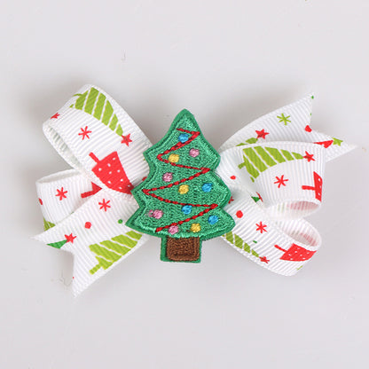 Cute Children's Christmas Tree Bow Hairpin