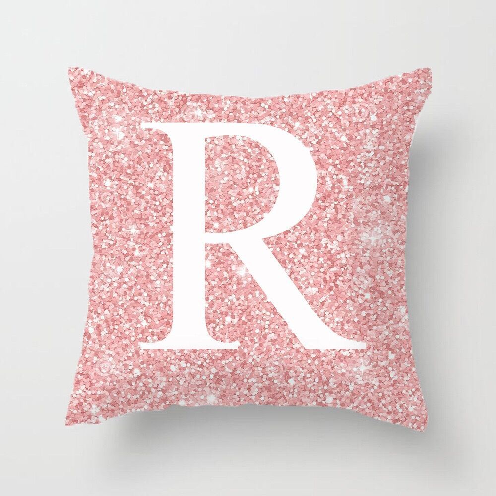 Metal Letters Peach Skin Fabric Pillow Cover Cushion Cover