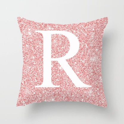 Metal Letters Peach Skin Fabric Pillow Cover Cushion Cover