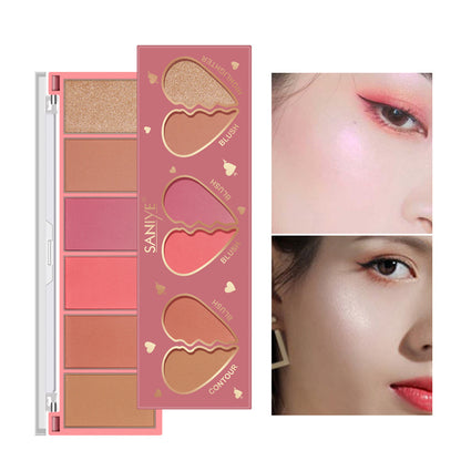 High Gloss Powder Blusher Eye Shadow Three In One Makeup Plate