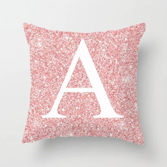 Metal Letters Peach Skin Fabric Pillow Cover Cushion Cover
