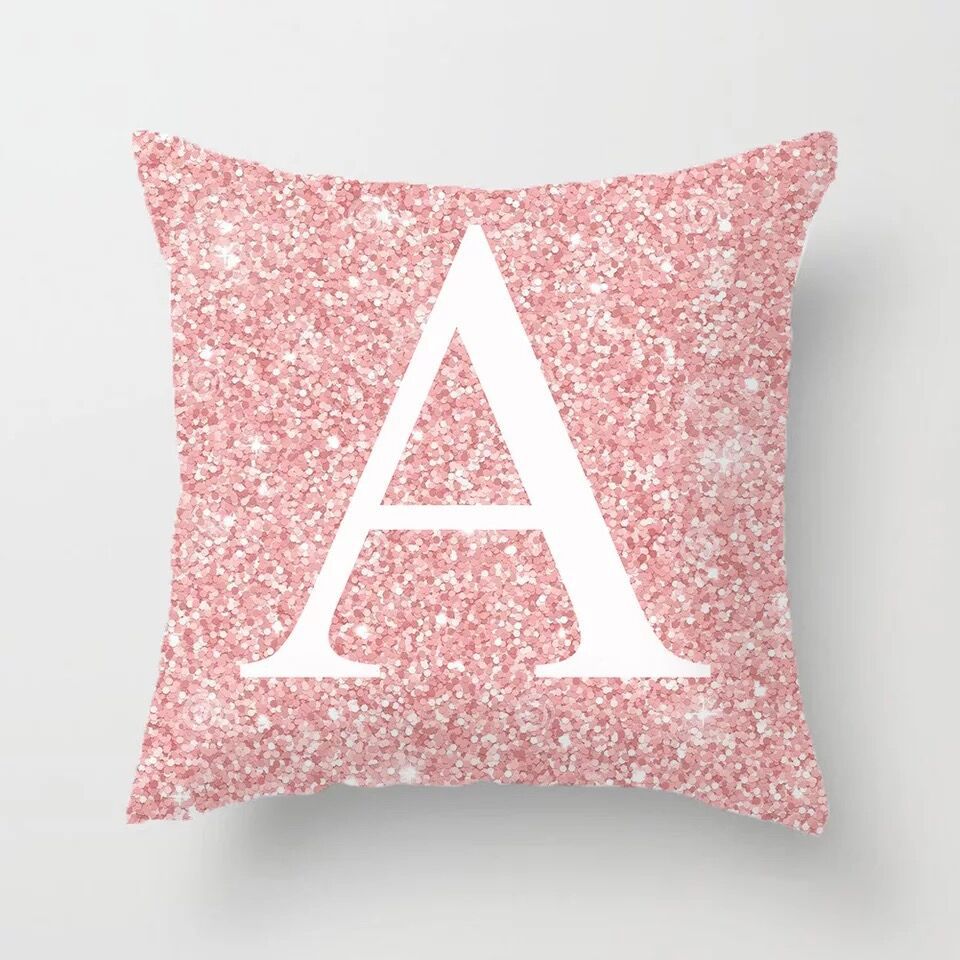 Metal Letters Peach Skin Fabric Pillow Cover Cushion Cover
