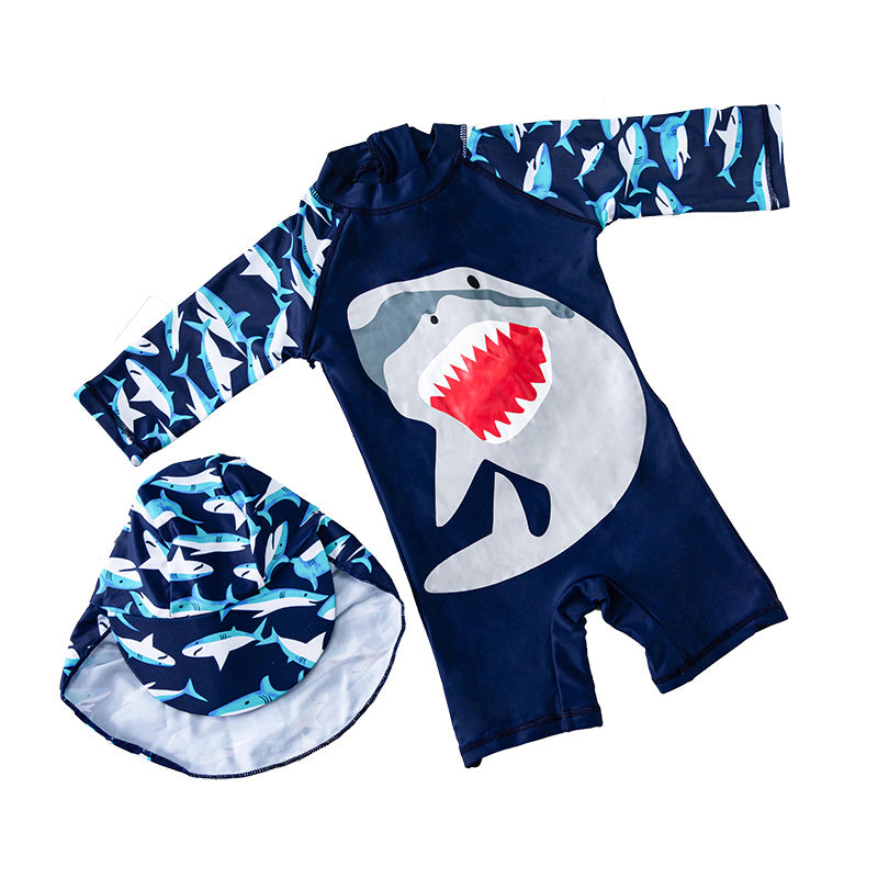Boys' One Piece Hot Spring Beach Sunshade Sunscreen Quick Dry Swimsuit