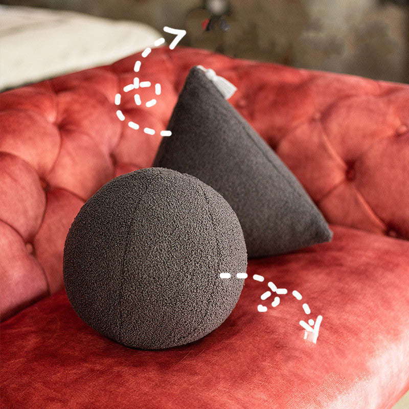 Nordic Style Triangle White Ball Bedside Solid Color Plush Pillow Cushion