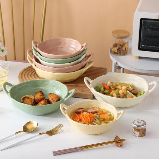 Nordic Ceramic Deformed Binaural Bowl Creative Home Irregularity