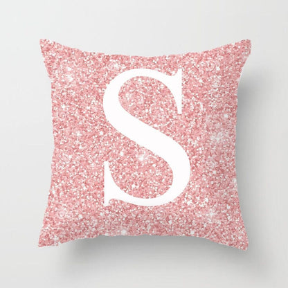 Metal Letters Peach Skin Fabric Pillow Cover Cushion Cover
