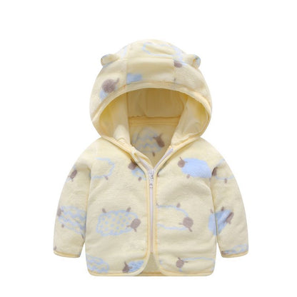 Children's Coral Fleece Jacket Padded Warm Hooded Top