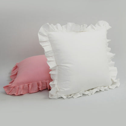 Pure White Lace Pillowcase Plain Handmade Pleated Cotton Ruffle