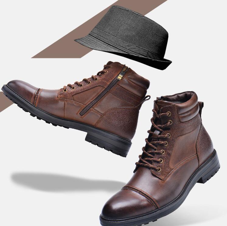 Fashion Simple Men's Top Layer Cowhide Leather Boots