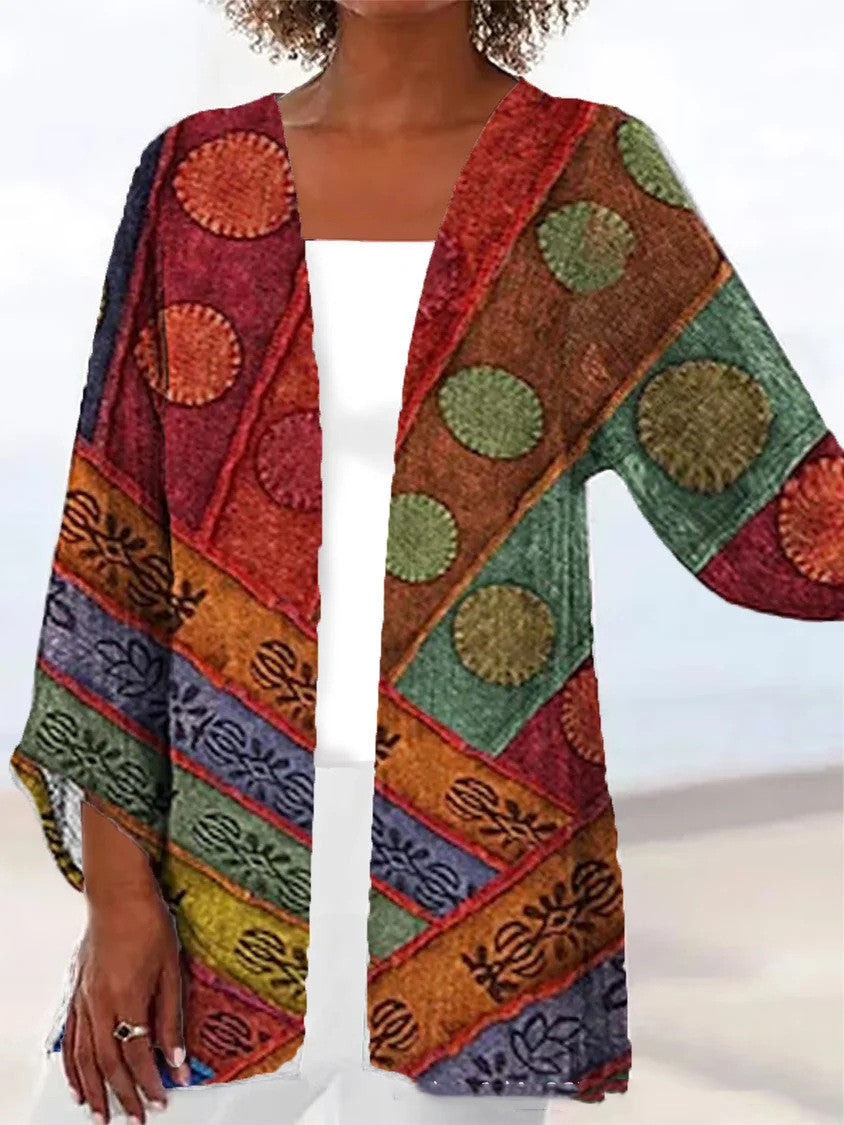Printed Loose Top Fashion Coat