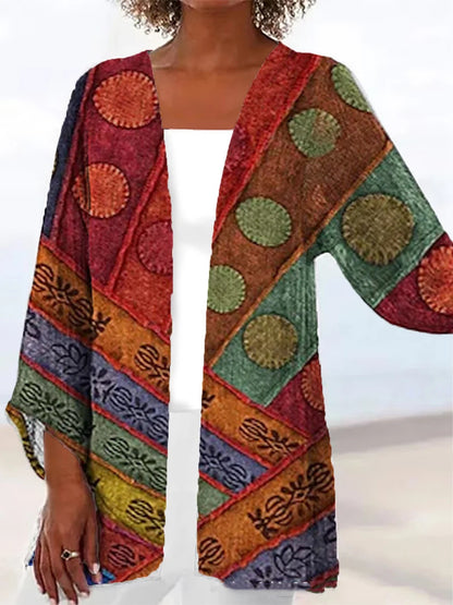 Printed Loose Top Fashion Coat