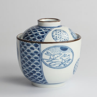 Japanese Ceramic Rice Bowl With Lid Preservation Cup