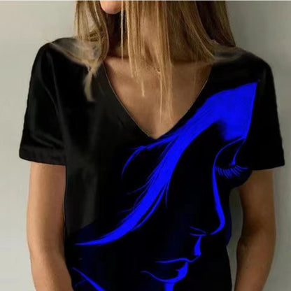 Women's Printed Pullover Short-sleeved Top