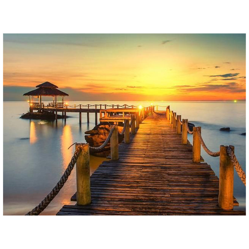 Full Square Diamond 5D DIY Diamond Painting Sunset Lake Embroidery CrossStitch