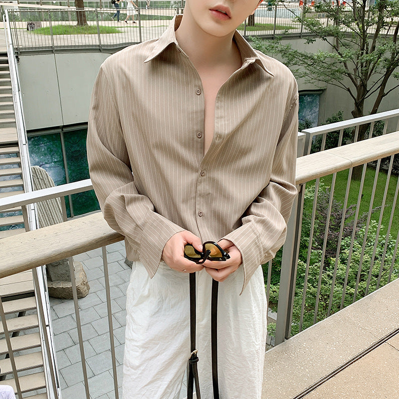 Striped Shirt Men's Long-sleeved Korean